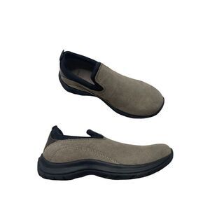 Womens LANDS END Suede Gray Brown Black‎ All Weather Slip On Moc Shoes Sz 7 7B